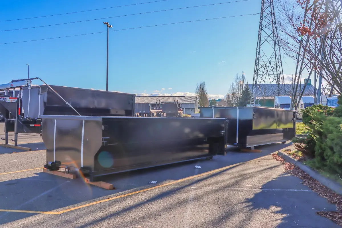 Roll-off dumpster ready for waste disposal at job site for 12 Yard Dumpster Rental in Plainfield
